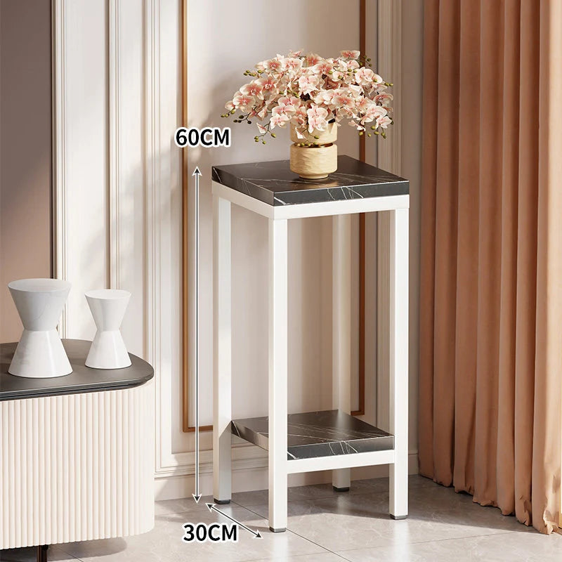 Plant Stand Marble-Effect Two-Tier Space-Saving