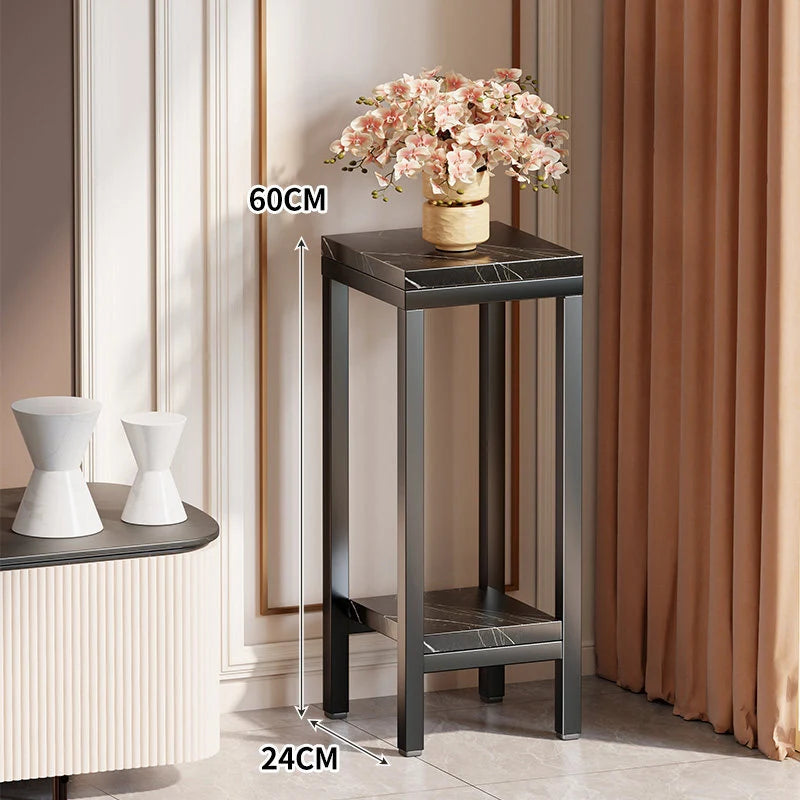 Plant Stand Marble-Effect Two-Tier Space-Saving