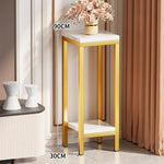 Plant Stand Marble-Effect Two-Tier Space-Saving