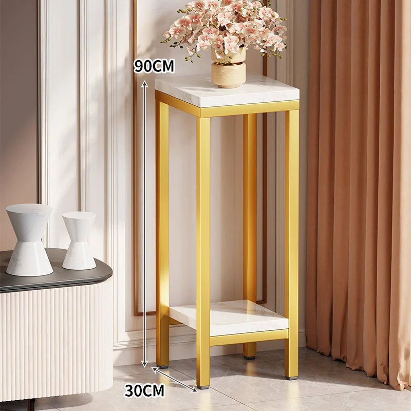 Plant Stand Marble-Effect Two-Tier Space-Saving