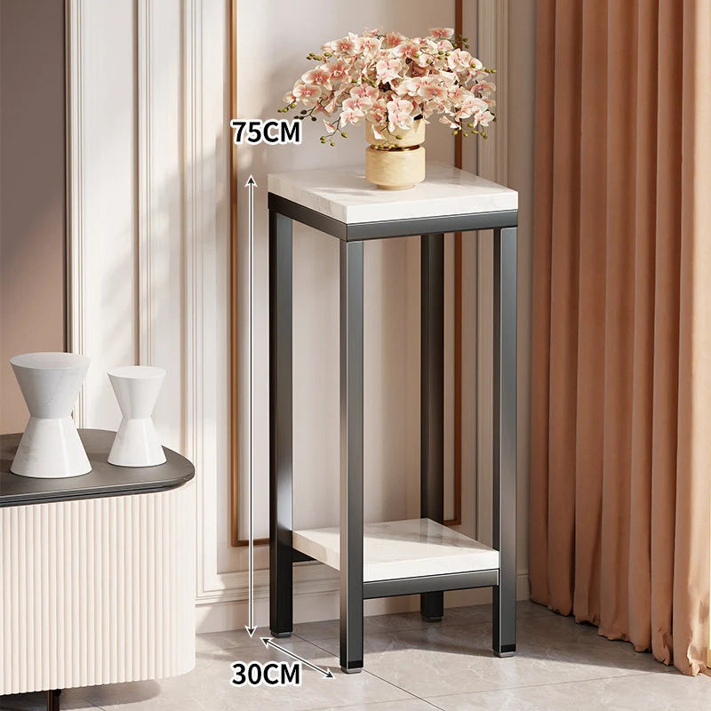 Plant Stand Marble-Effect Two-Tier Space-Saving