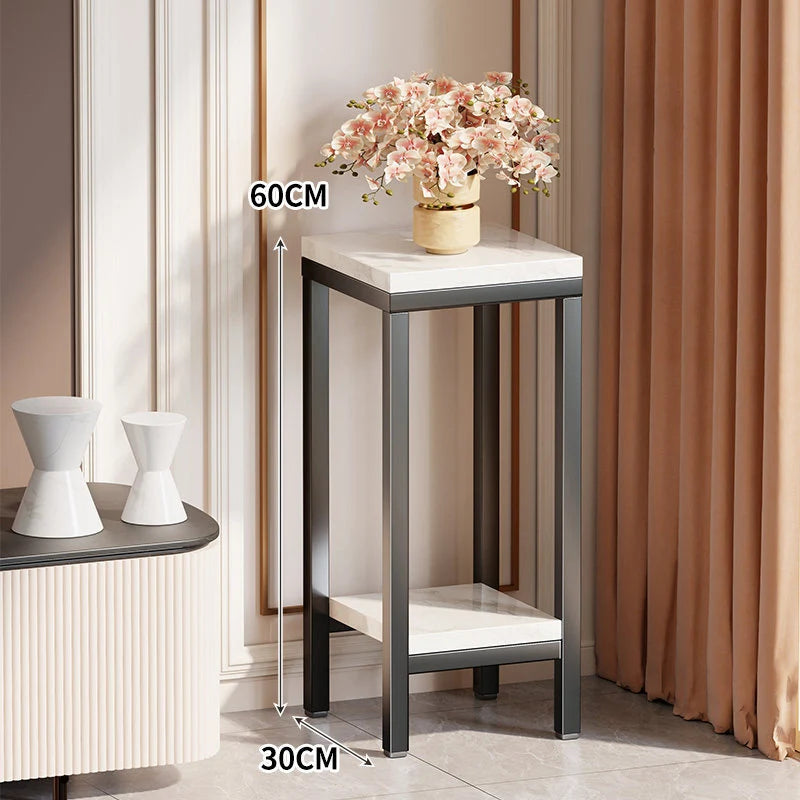 Plant Stand Marble-Effect Two-Tier Space-Saving