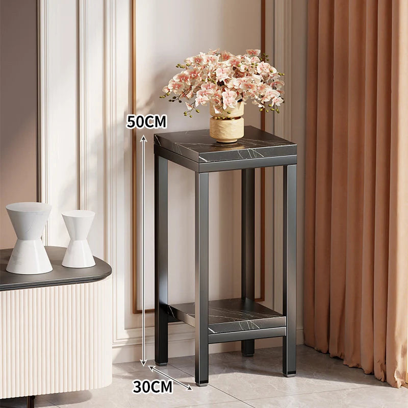 Plant Stand Marble-Effect Two-Tier Space-Saving
