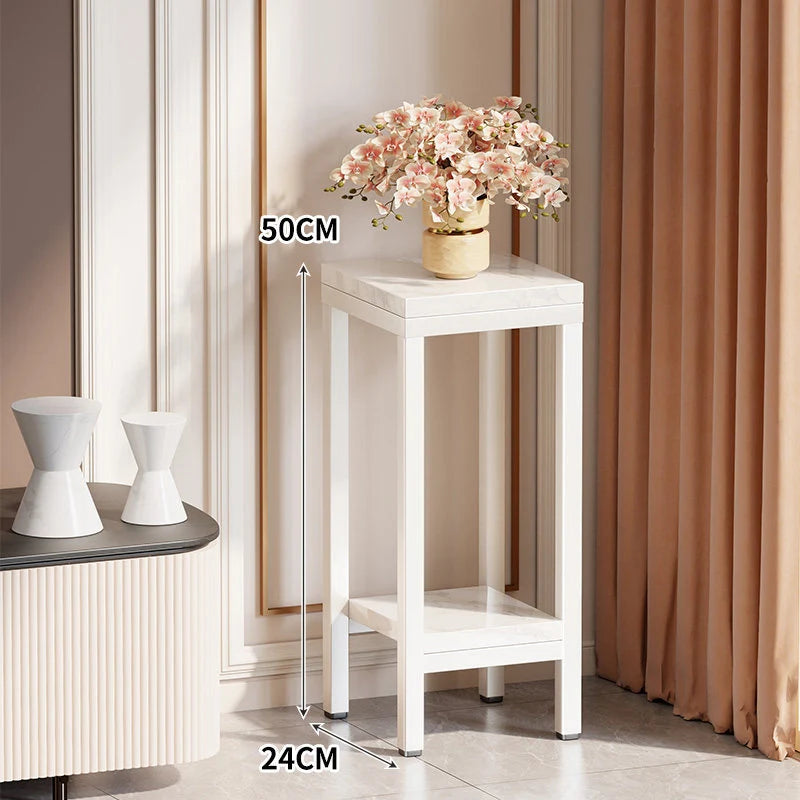 Plant Stand Marble-Effect Two-Tier Space-Saving