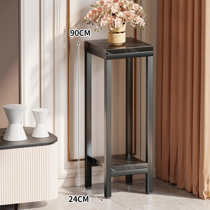 Plant Stand Marble-Effect Two-Tier Space-Saving