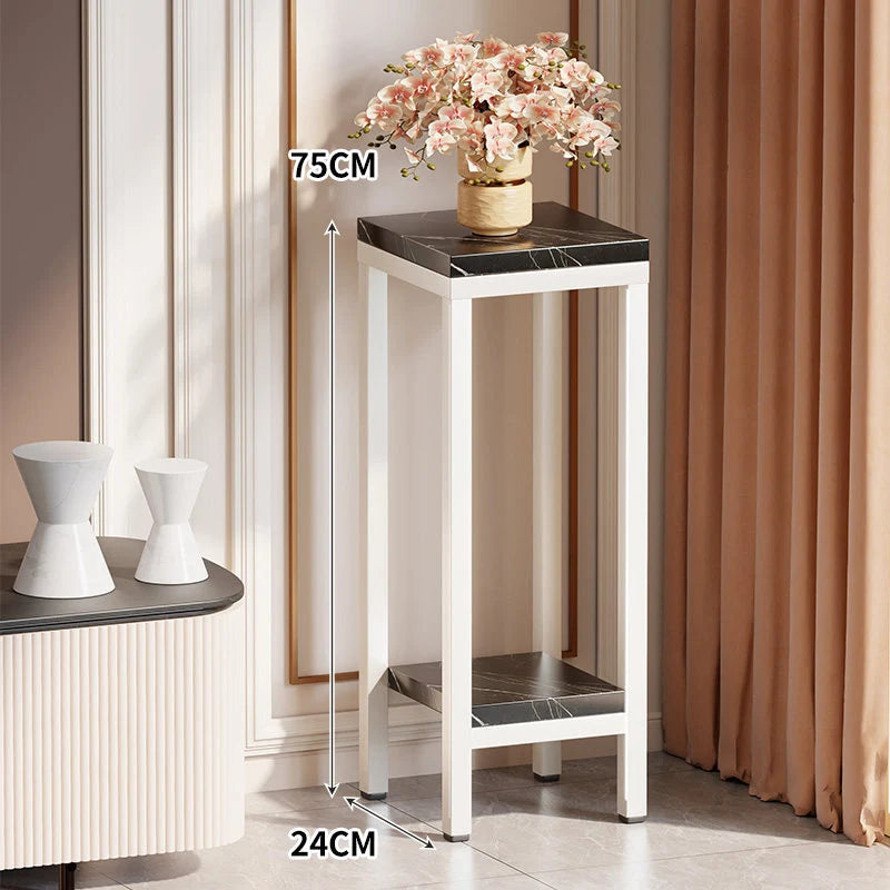 Plant Stand Marble-Effect Two-Tier Space-Saving