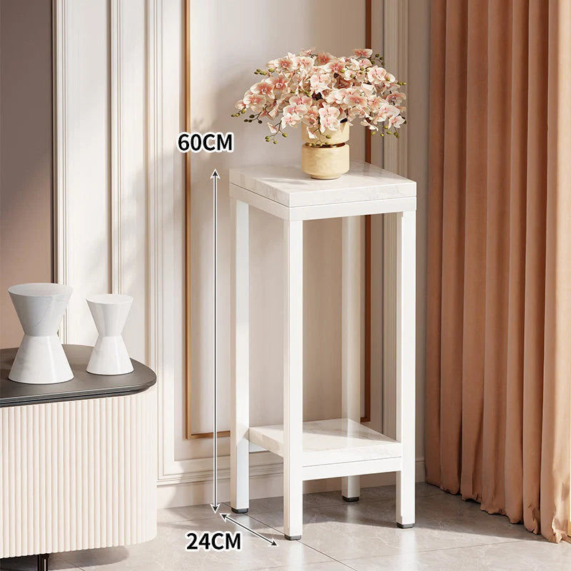 Plant Stand Marble-Effect Two-Tier Space-Saving