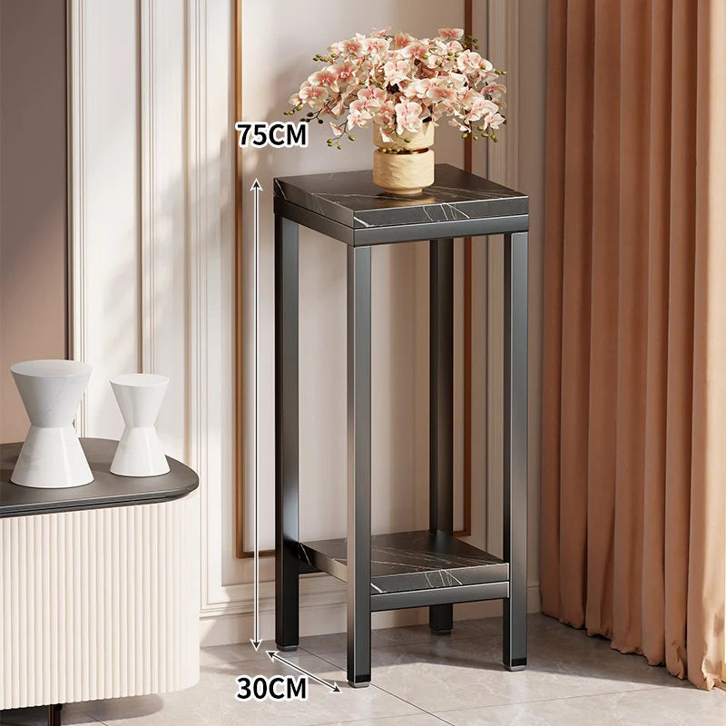 Plant Stand Marble-Effect Two-Tier Space-Saving