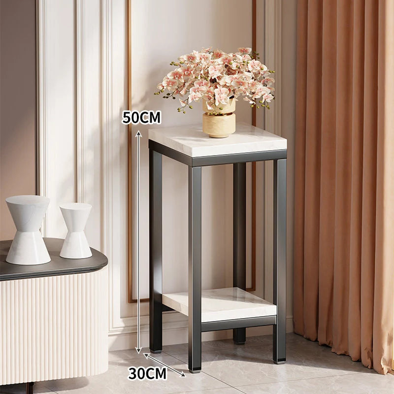 Plant Stand Marble-Effect Two-Tier Space-Saving