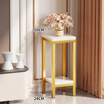 Plant Stand Marble-Effect Two-Tier Space-Saving