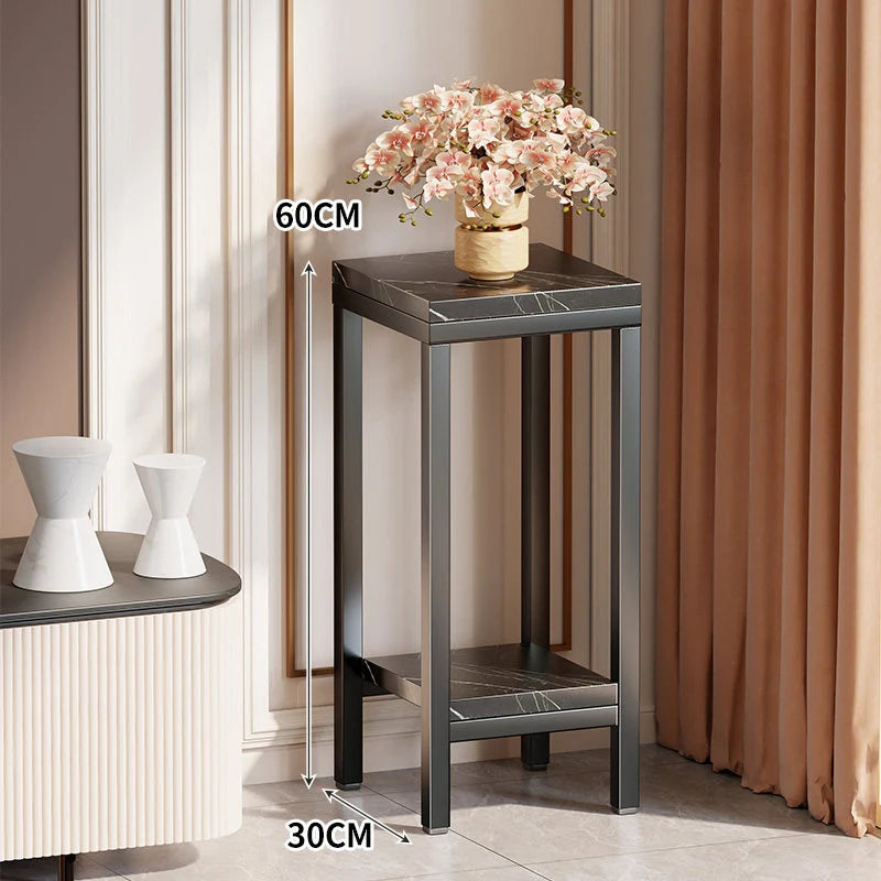 Plant Stand Marble-Effect Two-Tier Space-Saving