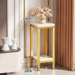 Plant Stand Marble-Effect Two-Tier Space-Saving