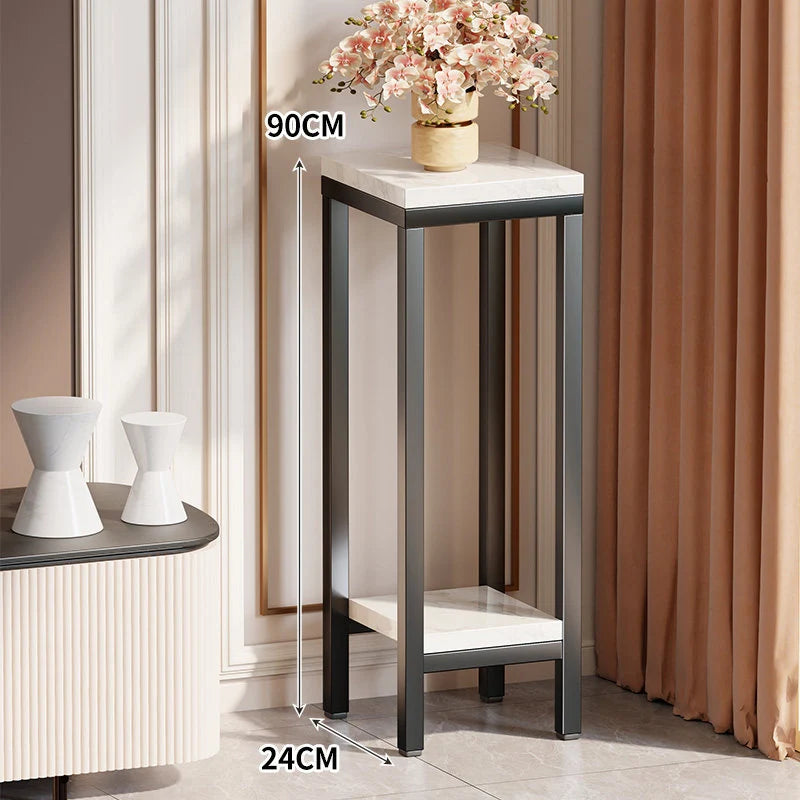Plant Stand Marble-Effect Two-Tier Space-Saving