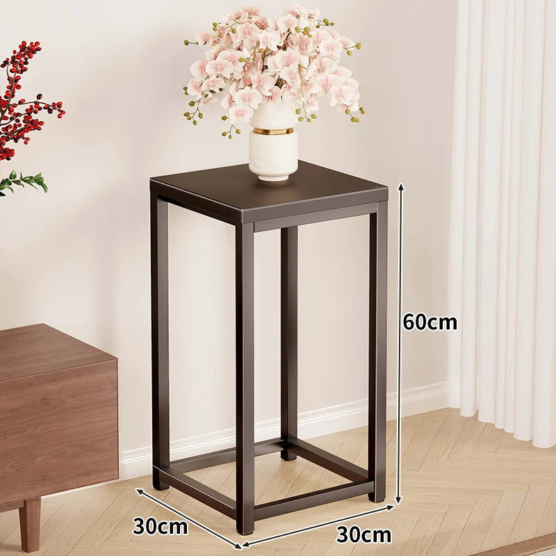 Plant Stand Metal Frame Crossbar Reinforced Base Compact Square Design