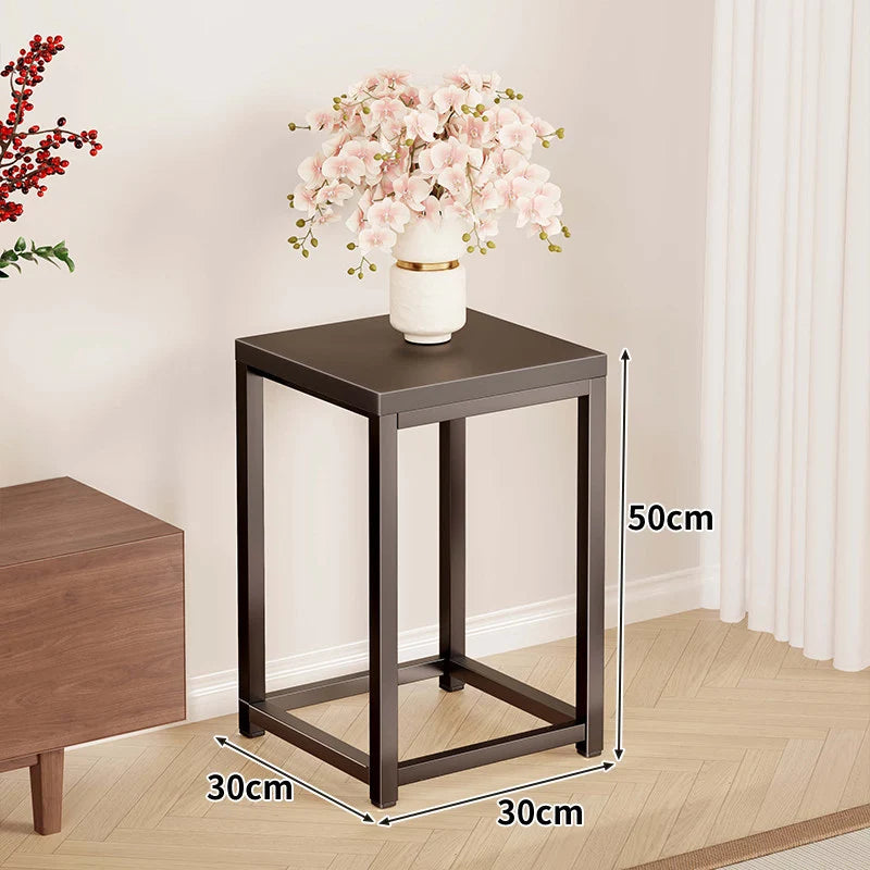 Plant Stand Metal Frame Crossbar Reinforced Base Compact Square Design