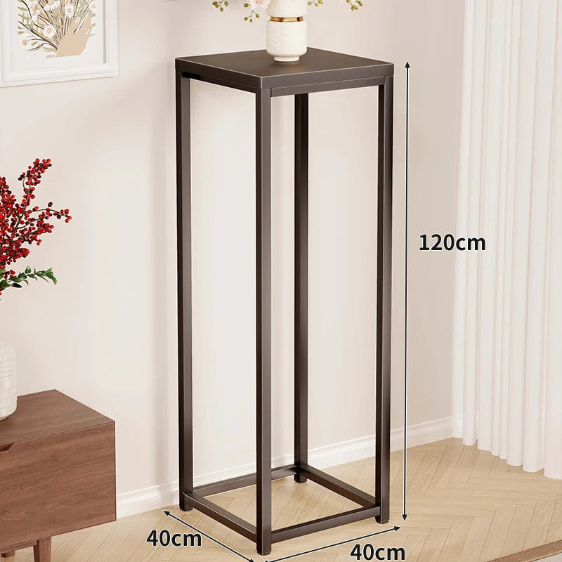 Plant Stand Metal Frame Crossbar Reinforced Base Compact Square Design