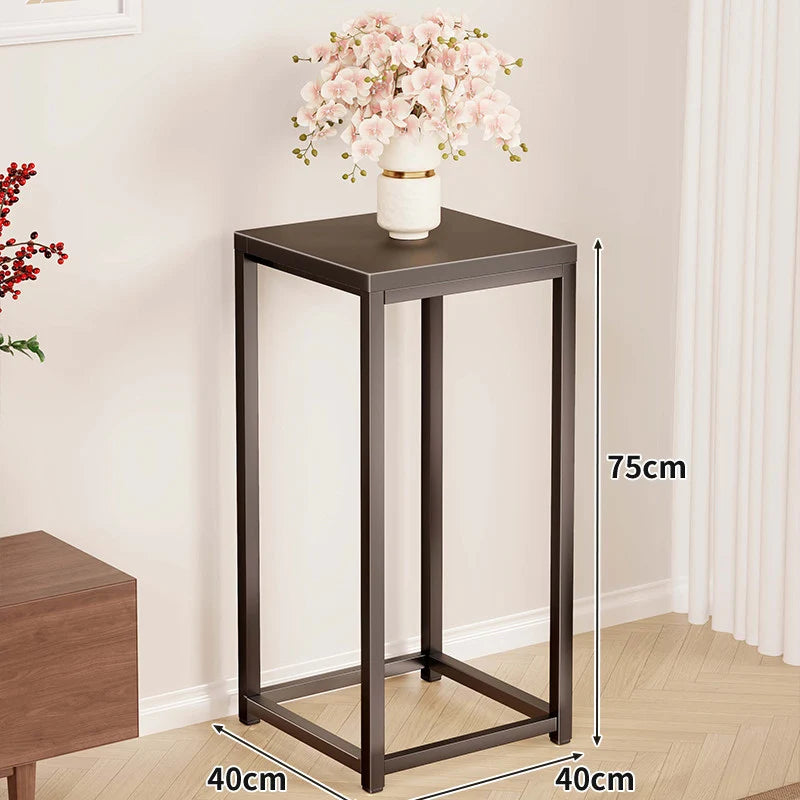 Plant Stand Metal Frame Crossbar Reinforced Base Compact Square Design