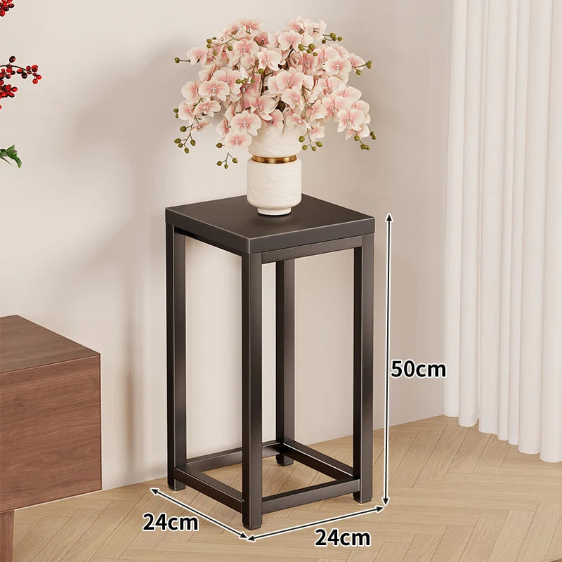 Plant Stand Metal Frame Crossbar Reinforced Base Compact Square Design