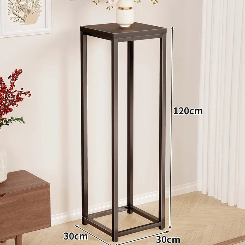 Plant Stand Metal Frame Crossbar Reinforced Base Compact Square Design