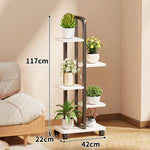 Plant Stand Rolling Vertical Tiered Wood Shelves