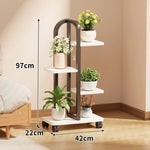 Plant Stand Rolling Vertical Tiered Wood Shelves