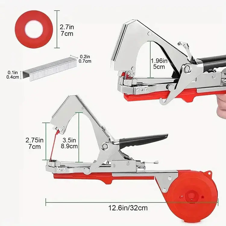 Plant Tying Tool Set Metal Quick-Press 10 Rolls Tape