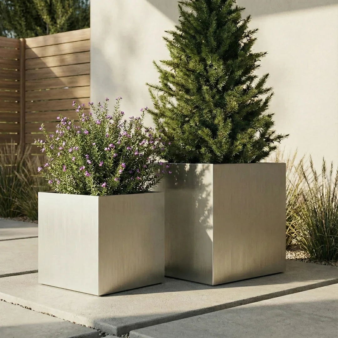 Planter Box Brushed Aluminum Weather-Resistant Indoor Outdoor