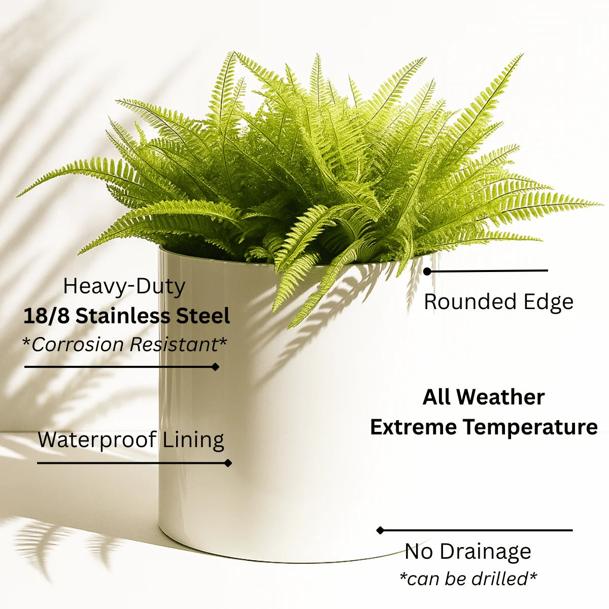 Planter Raised Stainless Steel Pot & Iron Stand
