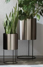 Planter Raised Stainless Steel Pot & Iron Stand