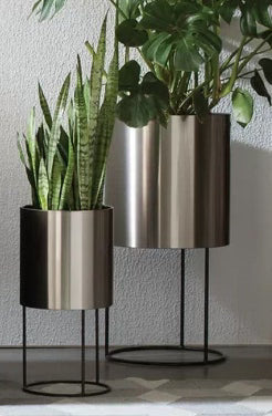 Planter Raised Stainless Steel Pot & Iron Stand