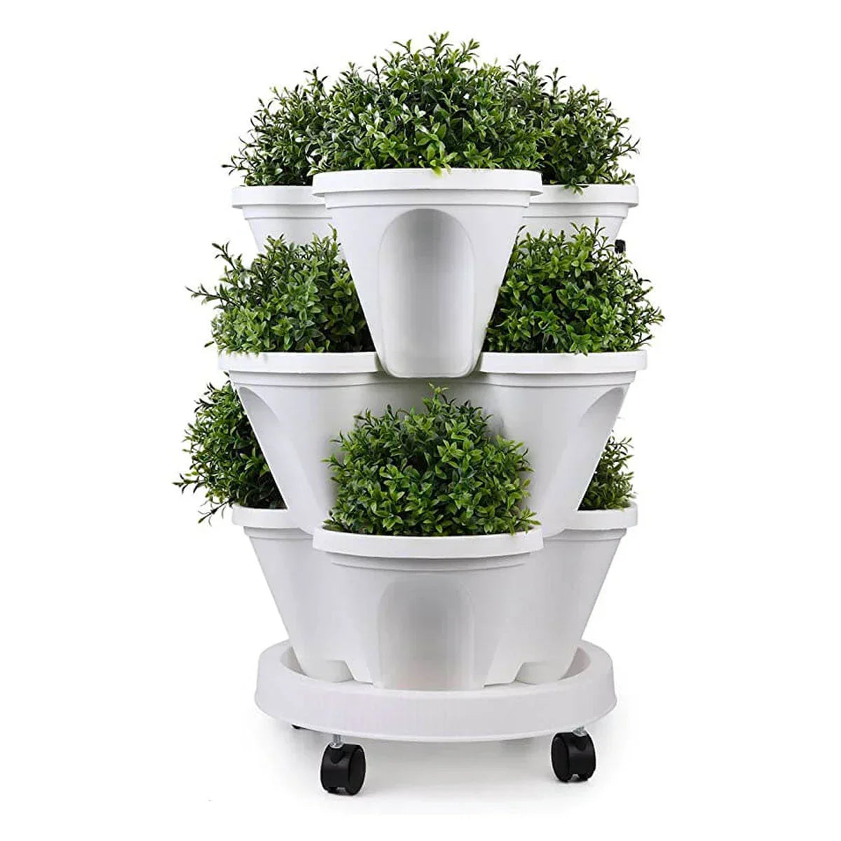 Planter Stackable With Wheels & Drainage