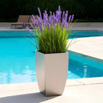 Planter Stainless Steel Tapered Square 20 Inch Tall Drainage Plugs