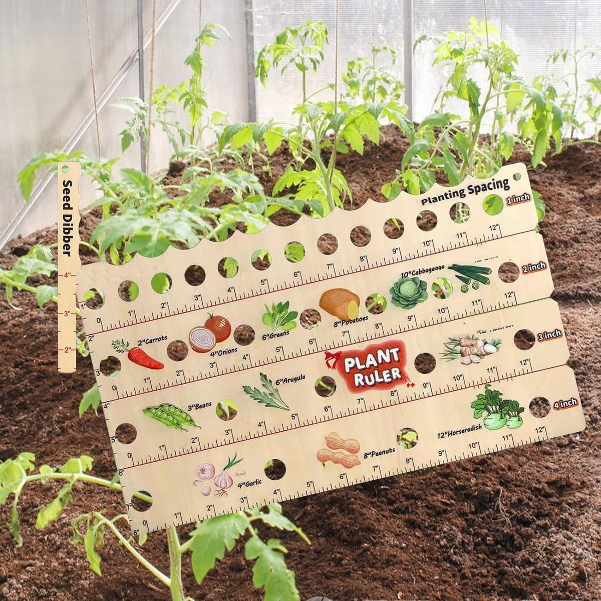 Planting Ruler Solid Wood Seed Spacing & Depth