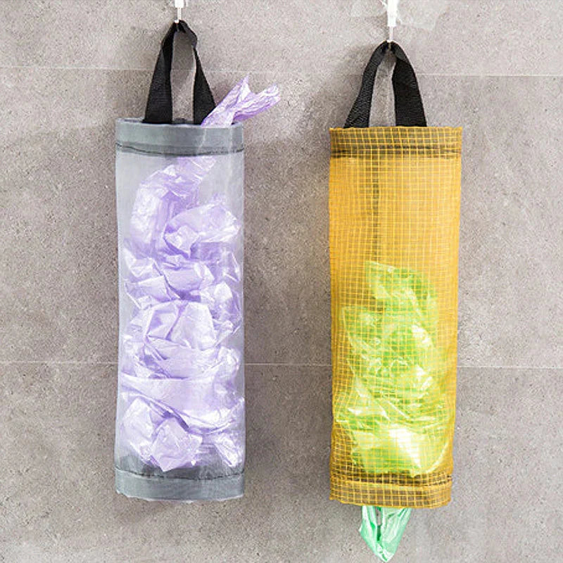 Plastic Bag Dispenser Hanging Mesh with Elastic Bottom Opening