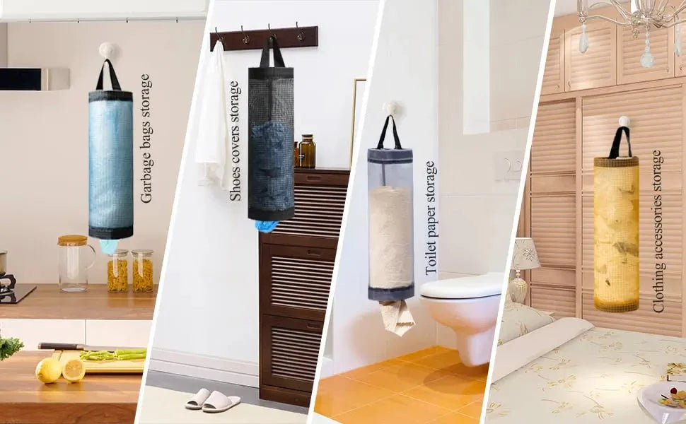 Plastic Bag Organizer Hanging Mesh Set of 3