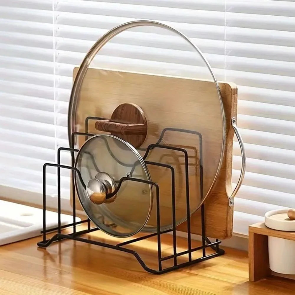 Plate & Lid Holder Rust-Resistant Iron 4 Compartments