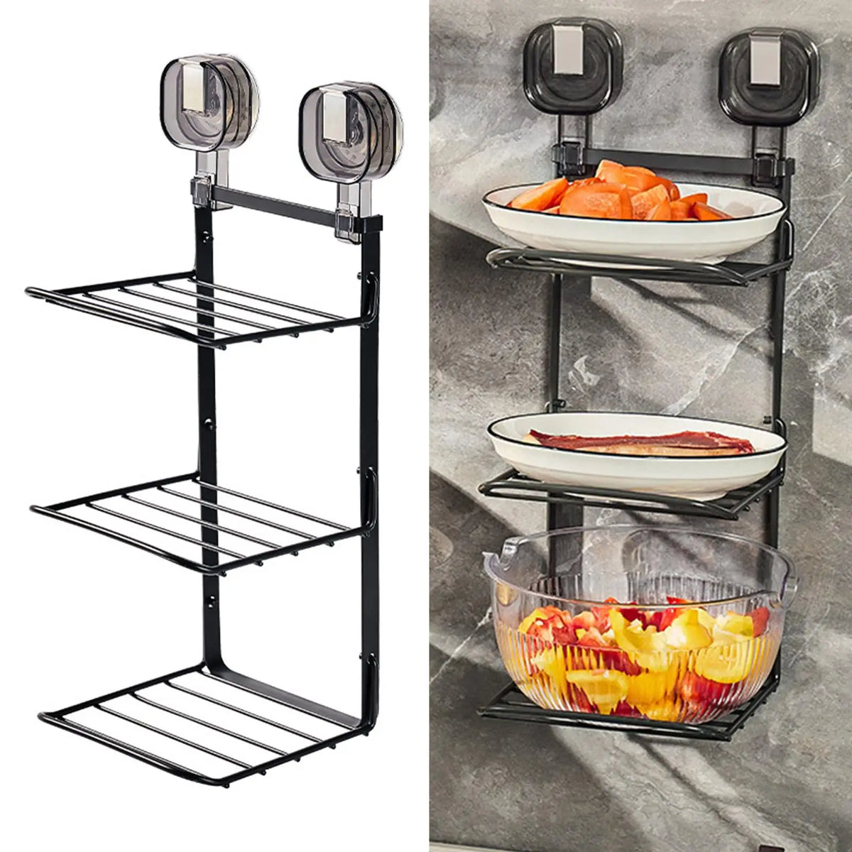 Plate Rack Wall-Mounted Foldable 3-Tier