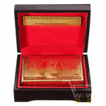 Playing Card Deck 24K Gold Plated Wood Display Box