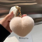 Plush Keychain Heart-Shaped Gold-Tone Ring