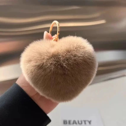 Plush Keychain Heart-Shaped Gold-Tone Ring