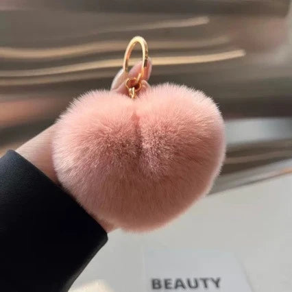 Plush Keychain Heart-Shaped Gold-Tone Ring