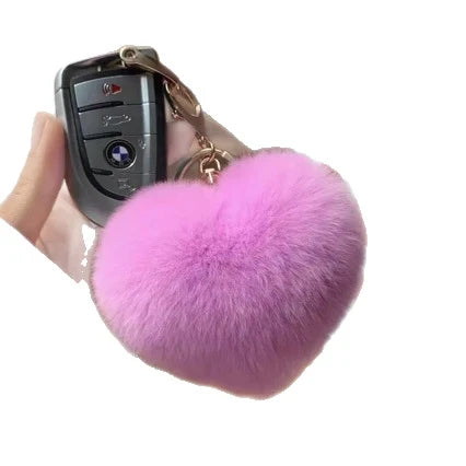 Plush Keychain Heart-Shaped Gold-Tone Ring
