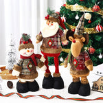 Plush Reindeer Decoration Tabletop Checkered Hat & Scarf