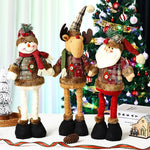 Plush Reindeer Decoration Tabletop Checkered Hat & Scarf