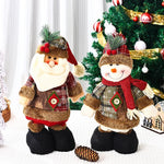 Plush Reindeer Decoration Tabletop Checkered Hat & Scarf
