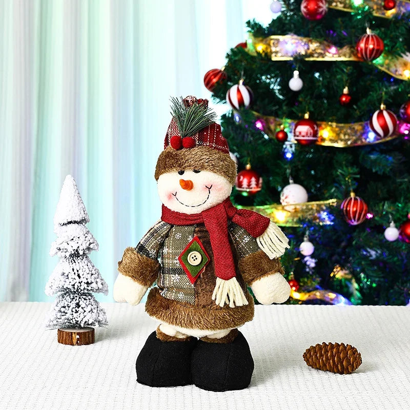 Plush Reindeer Decoration Tabletop Checkered Hat & Scarf