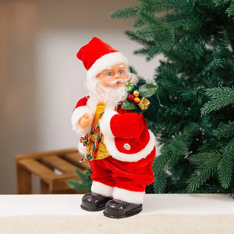 Plush Santa Figure Soft & Durable Fabric Battery-Free Bells