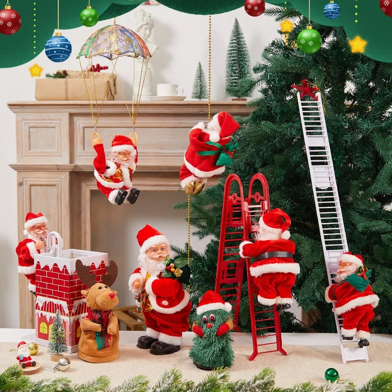 Plush Santa Figure Soft & Durable Fabric Battery-Free Bells