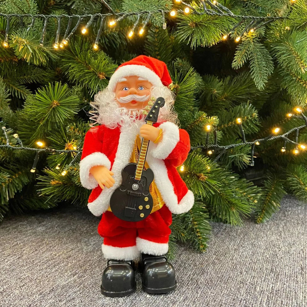Plush Santa Figure Soft & Durable Fabric Battery-Free Bells