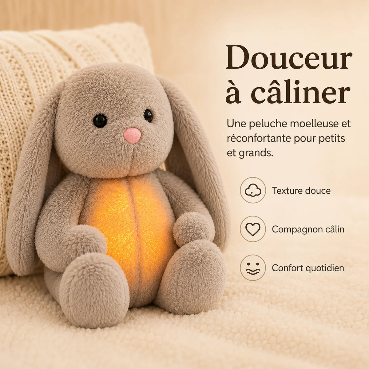 Plush Toy Breathing Motion Night Light & Soothing Sounds